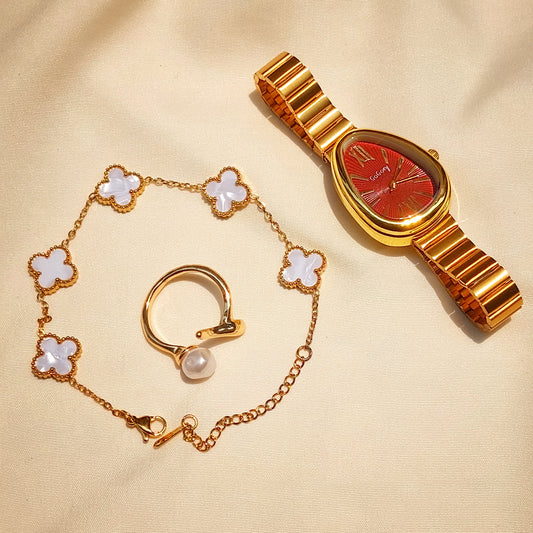 Full Hand Accessories Set (Marron & Gold) – Elegant Ready-to-Wear Combo