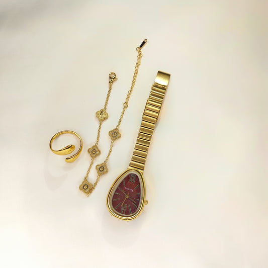 Full Hand Accessories Set (Marron & Gold) – Elegant Ready-to-Wear Combo