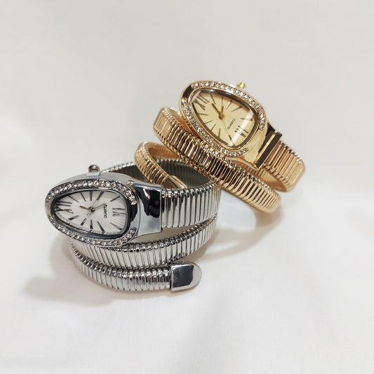 BEST FRIEND COMBO 🤞(QUARTZ Golden & Silver Snake Watch Combo)