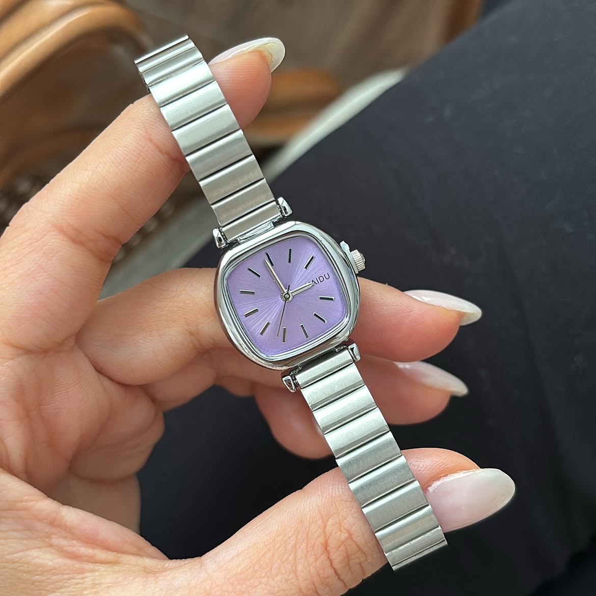 NAIDU – Elegant Square Quartz Watch - Purple