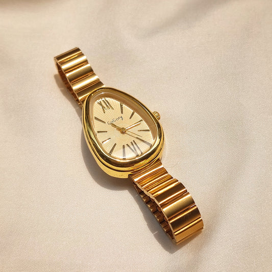 GOGOey Watch & Oval Sunglasses Combo Set – Gold Edition
