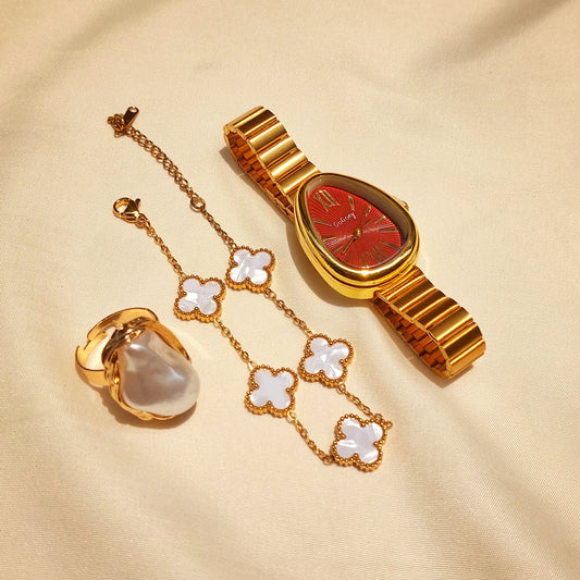 Full Hand Accessories Set (Marron & Gold) – Elegant Ready-to-Wear Combo