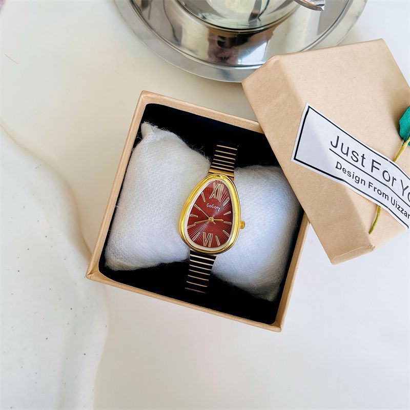 GOGOey Elegant Teardrop Quartz Watch – Maroon
