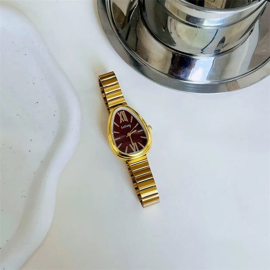 GOGOey Elegant Teardrop Quartz Watch – Maroon