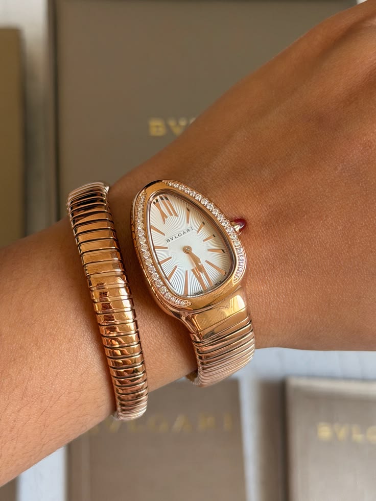 QUARTZ- One Circle Bracelet Style Snake Watch (Gold)
