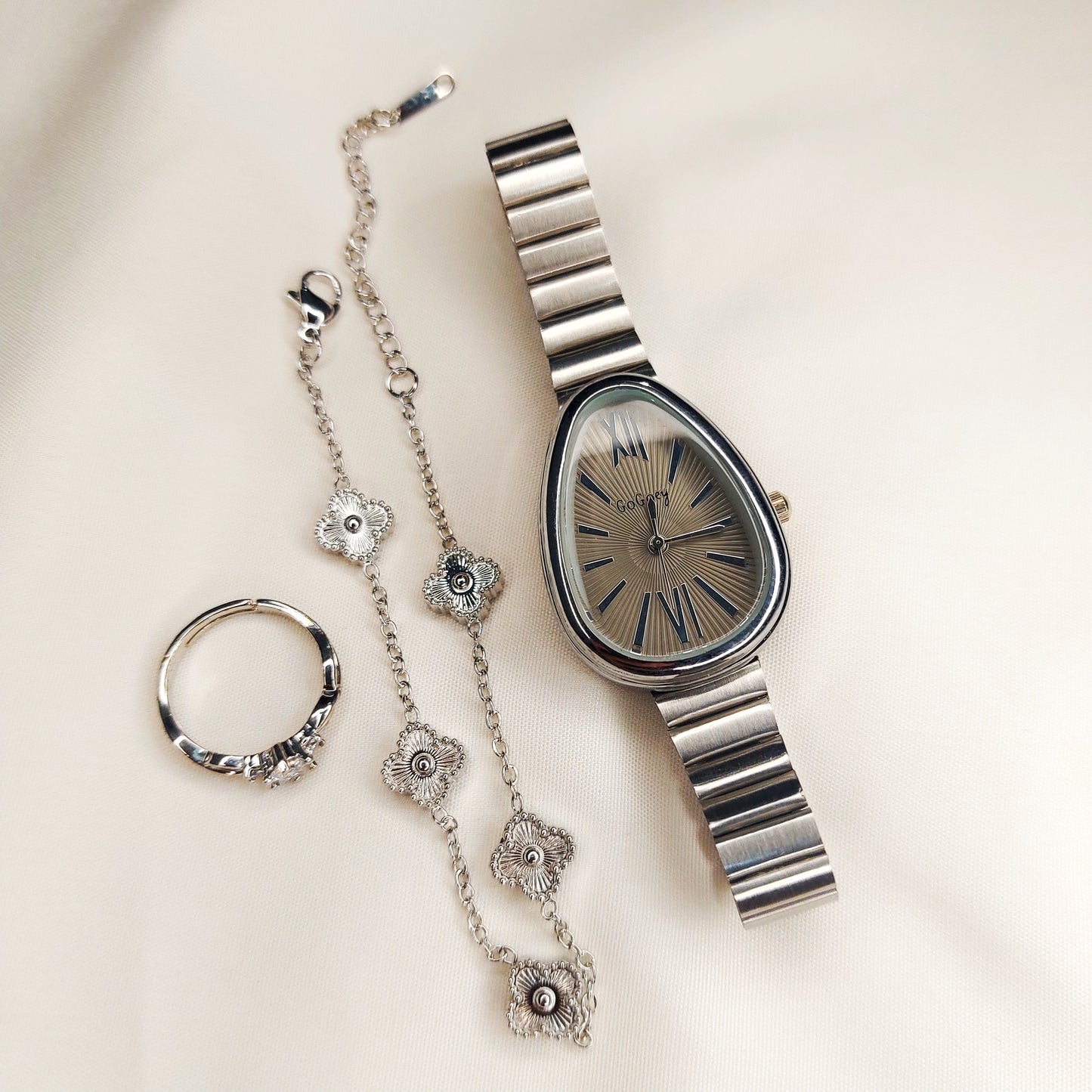 Full Hand Accessories Set (Silver-Grey) – Elegant Ready-to-Wear Combo