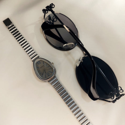 GOGOey Watch & Sunglasses Combo Set – Premium Edition (Silver-Grey)