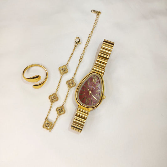 Full Hand Accessories Set (Marron & Gold) – Elegant Ready-to-Wear Combo