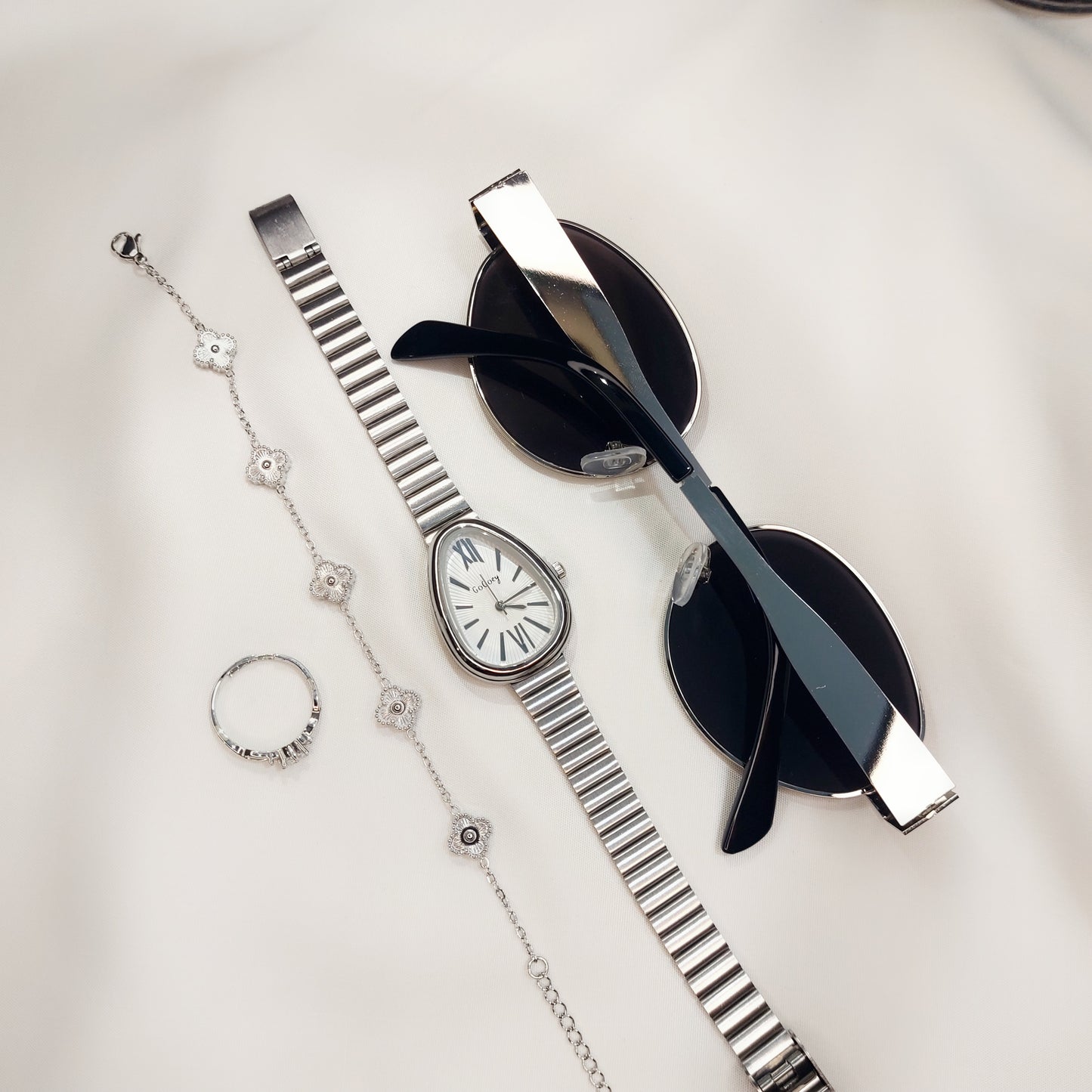 Ready-to-Go Out Combo Set for Women (Silver-Oval)