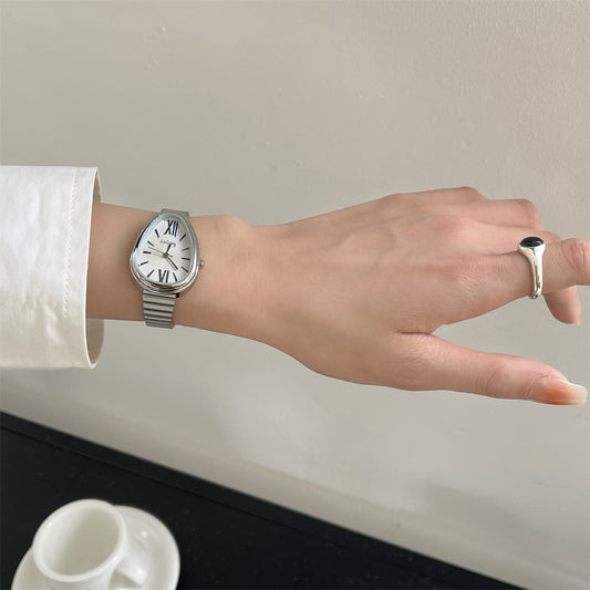 GOGOey Elegant Teardrop Quartz Watch – Silver-White