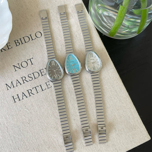 GOGOey Elegant Teardrop Quartz Watch – Silver Combo Set