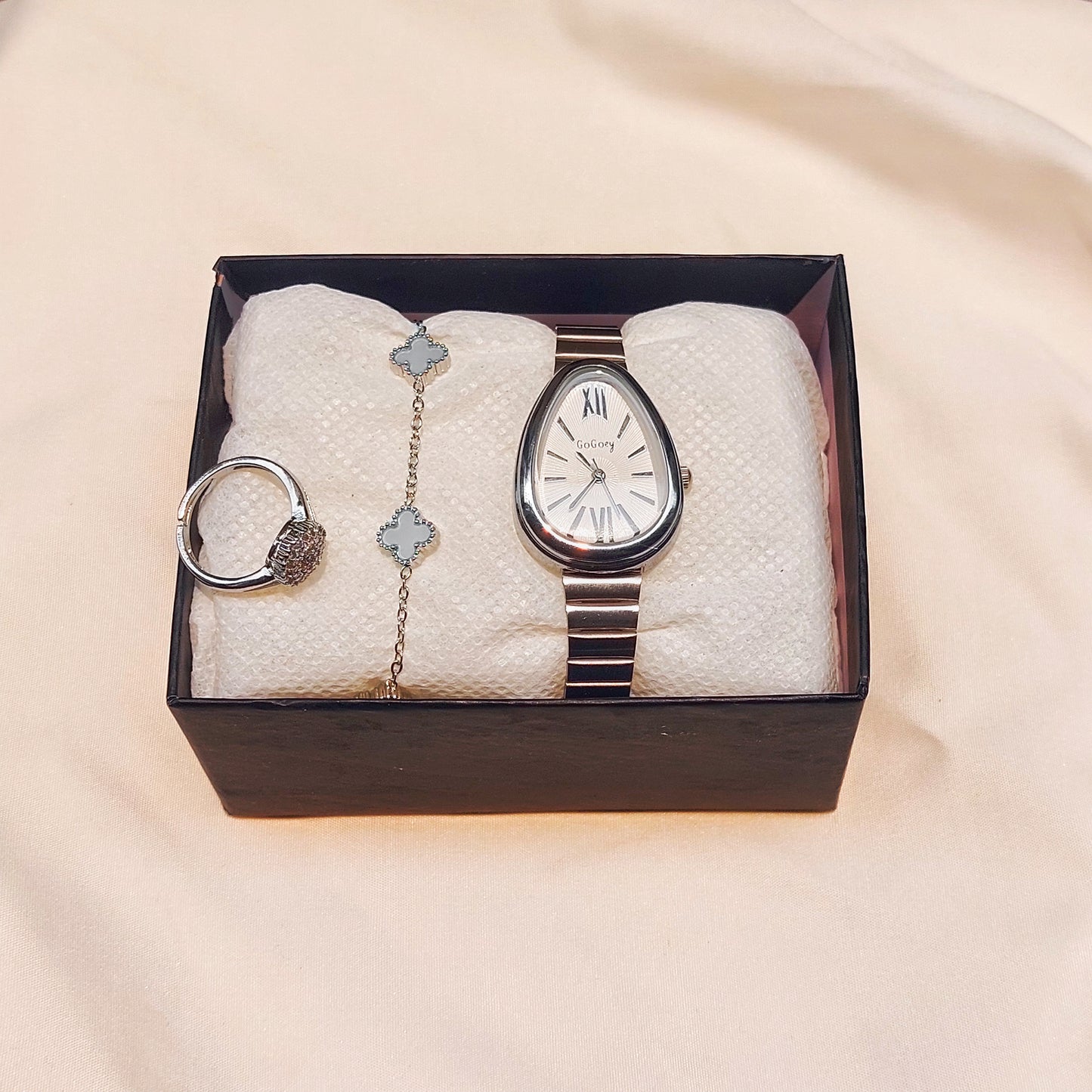 Full Hand Accessories Set (Silver-White) – Elegant Ready-to-Wear Combo