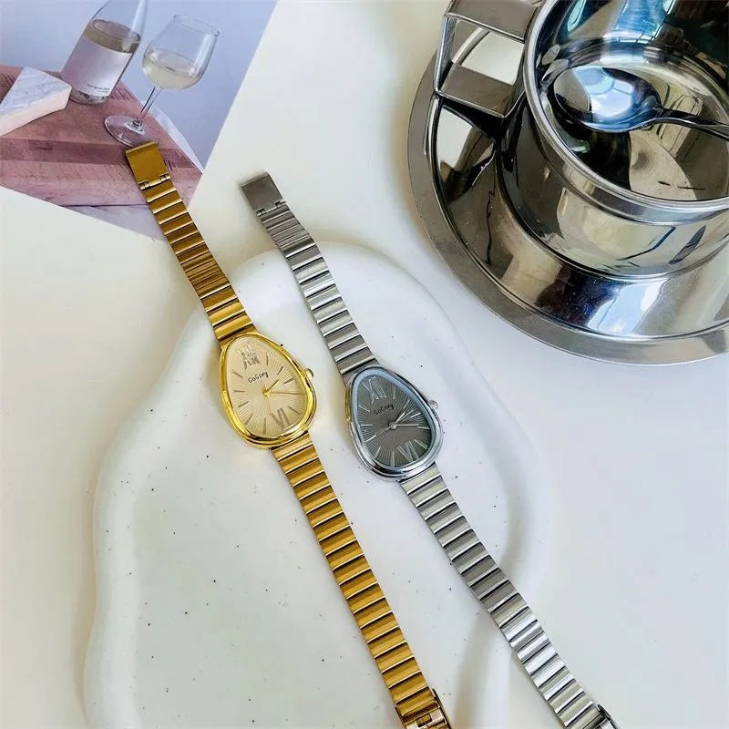 GOGOey Elegant Teardrop Quartz Watch – Gold & Silver Combo Set