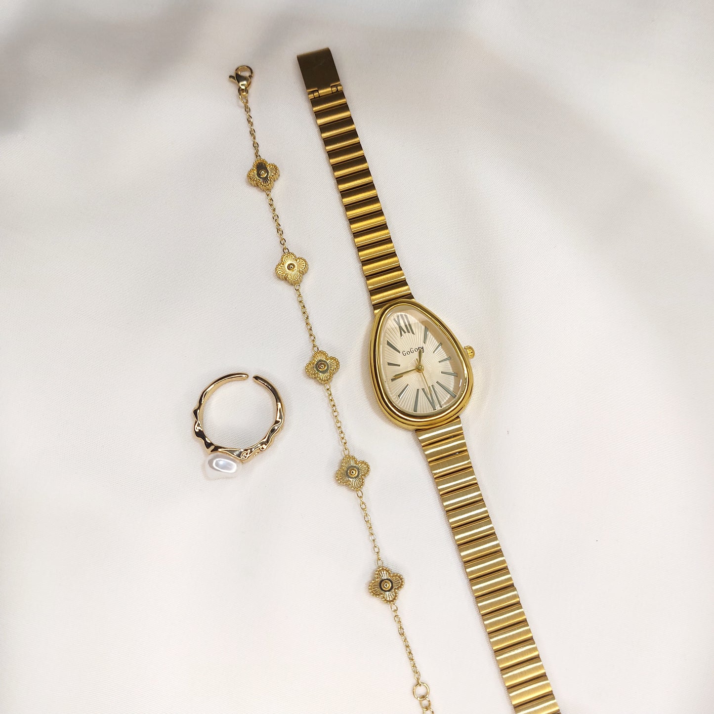 Full Hand Accessories Set (Marron & Gold) – Elegant Ready-to-Wear Combo (Gold-Gold)