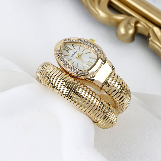 QUARTZ- One Circle Bracelet Style Snake Watch (Gold)